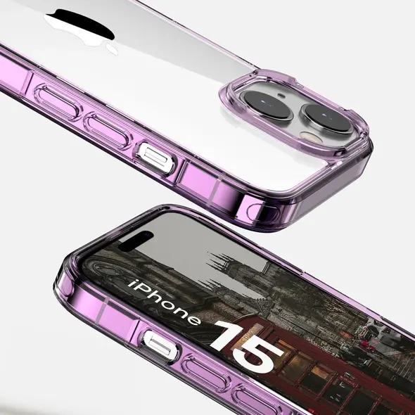 Bizon Case Halo for Apple iPhone 15 transparent-purple