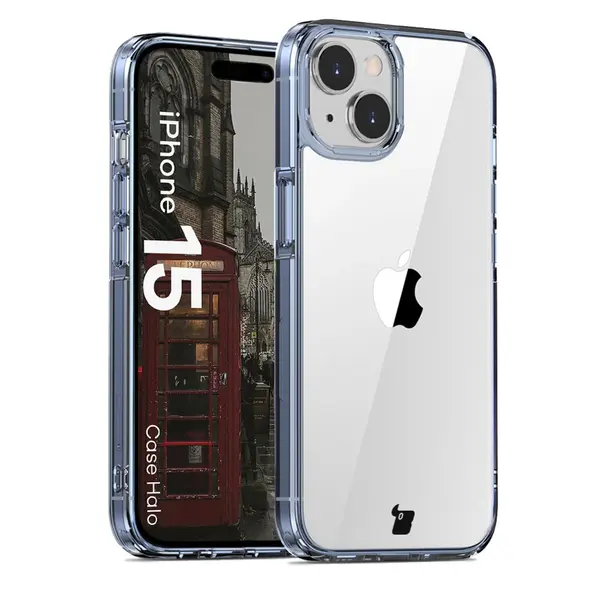 Bizon Case Halo for Apple iPhone 15 transparent-blue