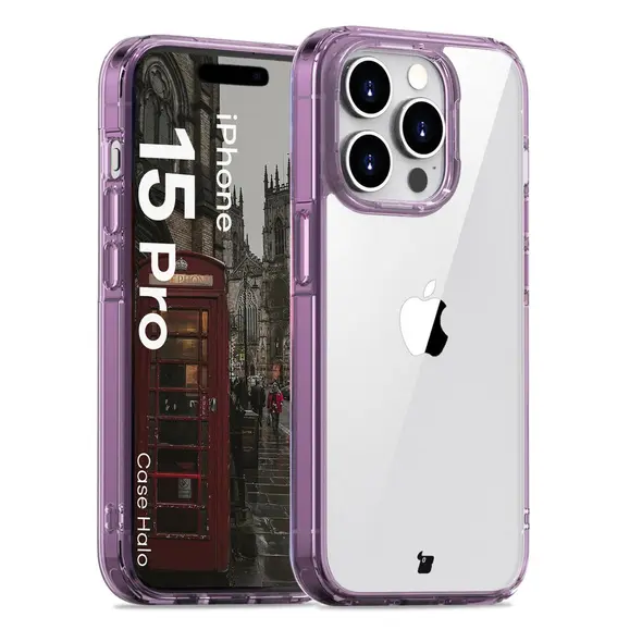 Bizon Case Halo for Apple iPhone 15 Pro transparent-purple