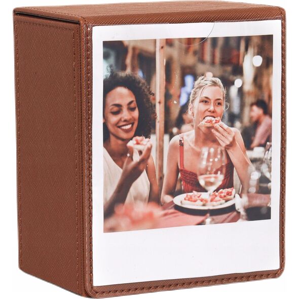Θήκη Κουτί Box για 100 Φωτογραφίες για Fuji Instax Wide 400 Sq Polaroid 600 Now / Καφέ / Παράθυρο