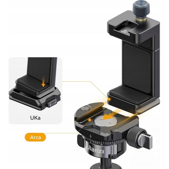 Uchwyt 2x stopka ISO 1/4" Arca Swiss UKA na Telefon Smartfon / ULANZI / MA33