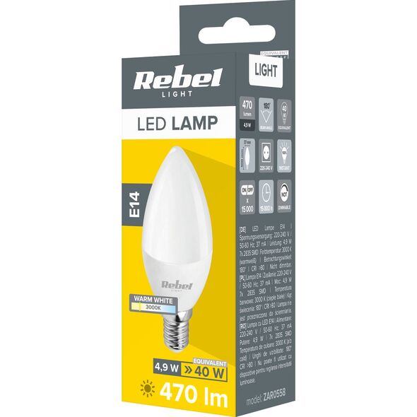 Rebel Lampa Led Rebel 5W świeca, 3000K, 230V