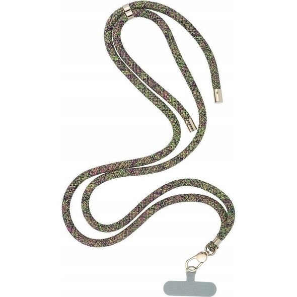 OEM Zawieszka SWING (8mm) do telefonu z regulacją długości / długość sznura 165cm (max 82,5cm w pętli) / na ramię lub szyję - szaro zielono różowy