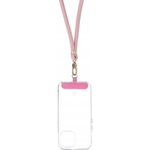 OEM Zawieszka SWING (8mm) do telefonu z regulacją długości / długość sznura 165cm (max 82,5cm w pętli) / na ramię lub szyję - jasnoróżowy
