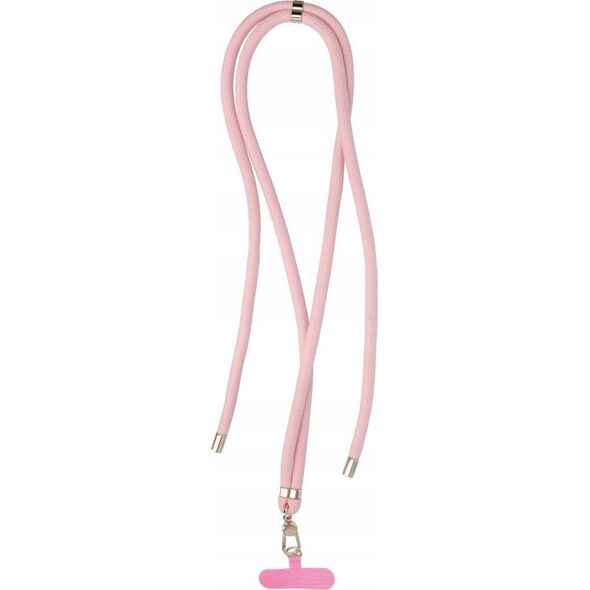 OEM Zawieszka SWING (8mm) do telefonu z regulacją długości / długość sznura 165cm (max 82,5cm w pętli) / na ramię lub szyję - jasnoróżowy