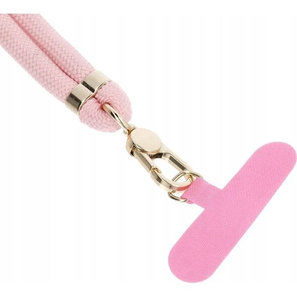 OEM Zawieszka SWING (8mm) do telefonu z regulacją długości / długość sznura 165cm (max 82,5cm w pętli) / na ramię lub szyję - jasnoróżowy