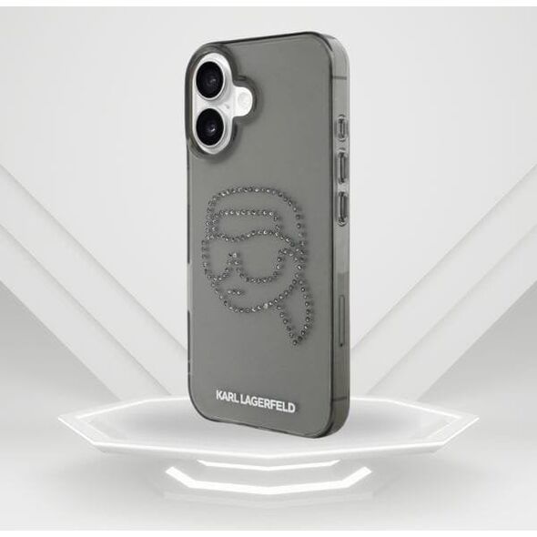 Etui Karl Lagerfeld IML Rhinestones Karl  Head do iPhone 16 czarny