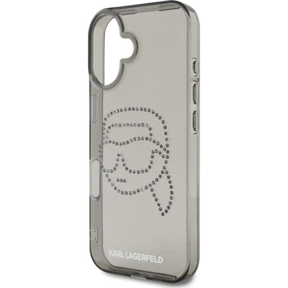 Etui Karl Lagerfeld IML Rhinestones Karl  Head do iPhone 16 czarny
