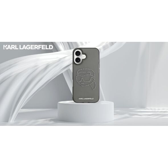 Etui Karl Lagerfeld IML Rhinestones Karl  Head do iPhone 16 czarny