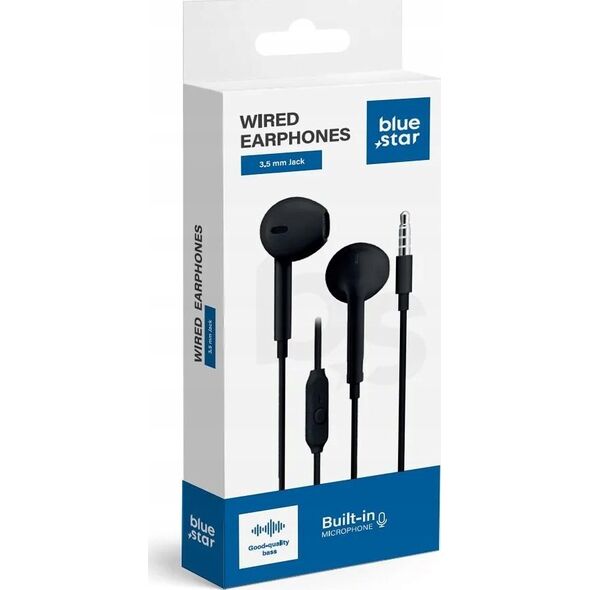 Ακουστικά BLUE STAR με καλώδιο Jack 3,5 mm και μικρόφωνο PA-E65 1,2 m μαύρα