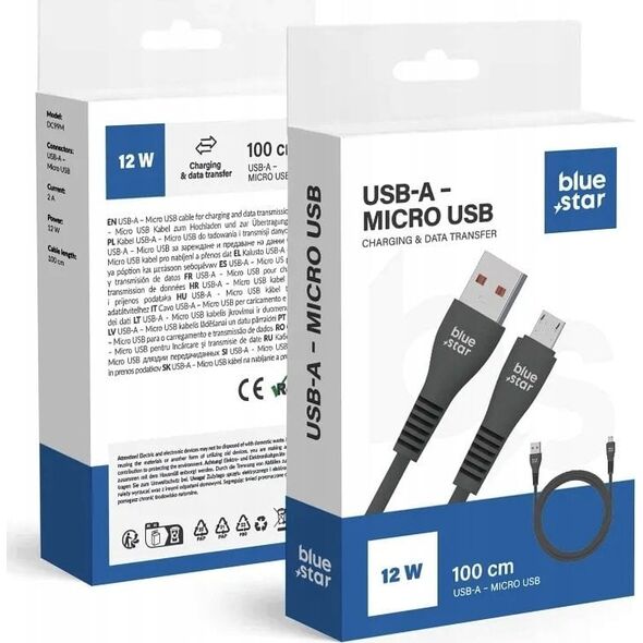 Καλώδιο USB A σε Micro USB 2A 12W DC99M 1 m μαύρο BlueStar