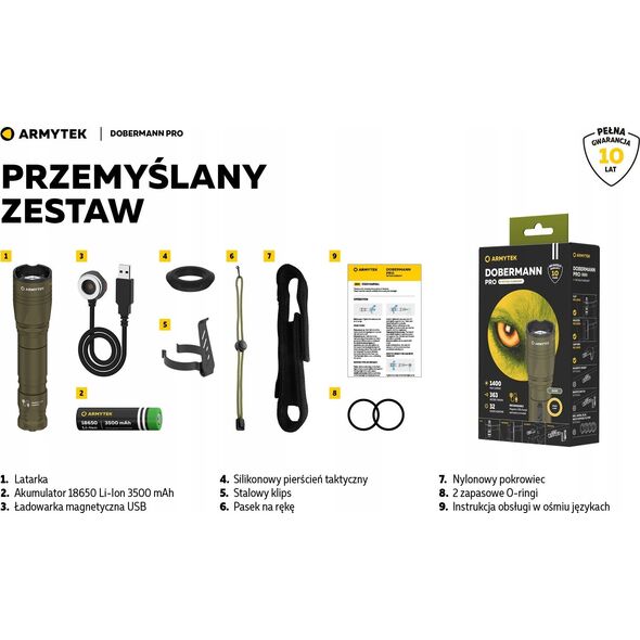 Φακός Armytek Dobermann PRO MAGNET USB Olive