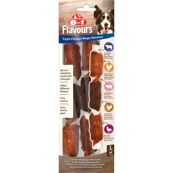 Przysmak 8in1 Triple Flavour szaszłyki do żucia dla psa 160 g