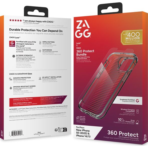 ZAGG Luxe Bundle - προστατευτική θήκη και προστατευτικό γυαλί για iPhone 16e (2025) / 15 / 14 / 13 (διάφανο)