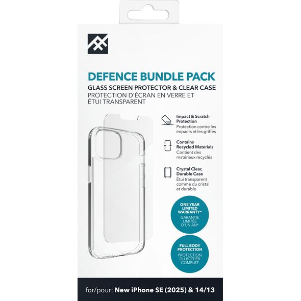 ZAGG IF Defence Bundle - προστατευτική θήκη και προστατευτικό γυαλί για iPhone 16e (2025) / 15 / 14 / 13 (διάφανο)