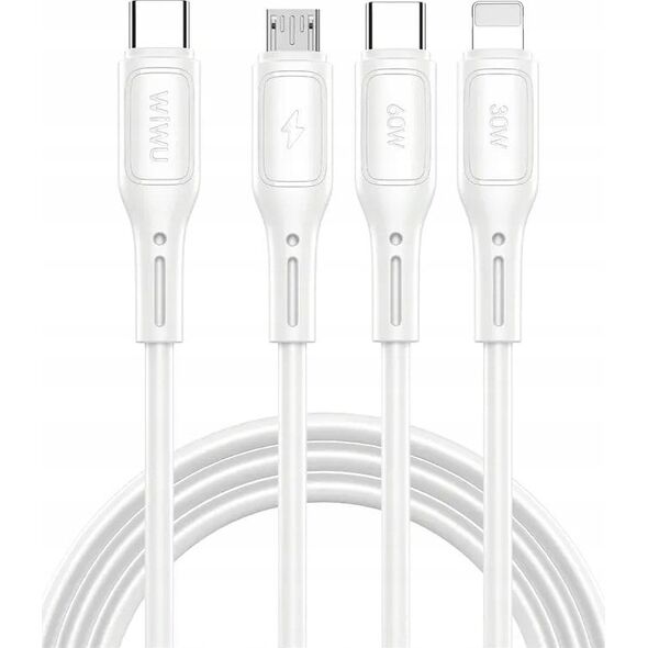 Καλώδιο USB WiWU - Starlink Wi-C046E 3 σε 1 USB C σε USB C, Micro USB, Lightning 60W 1m - λευκό