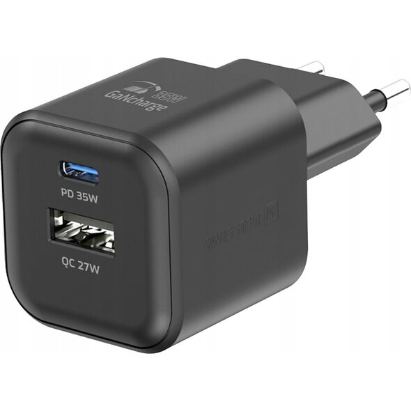 Φορτιστής Ταξιδιού Swissten GaN USB-C 35W PD / USB-A 27W QC