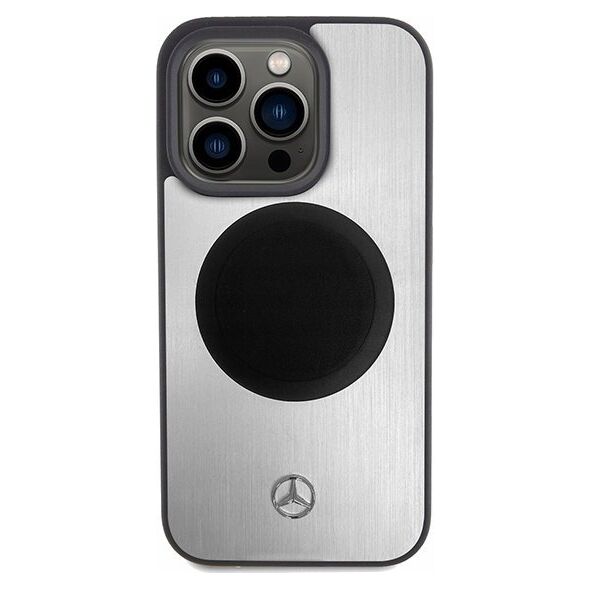 Mercedes MEHMP15X23ACMS iPhone 15 Pro Max 6.7" ασημί/ασημένιο σκληρή θήκη Δέρμα&Αλουμίνιο MagSafe