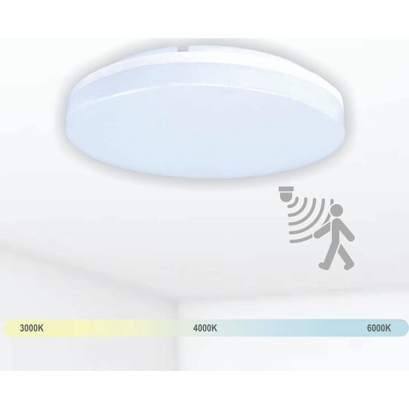 Φωτιστικό οροφής LED TOPE RIOSENS, με αισθητήρα κίνησης, IP54, 18W, 3000/4000/6000 K, 1627lm, O28cm