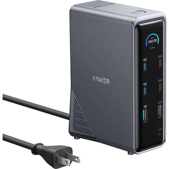 ANKER Prime 14-in-1 160W Ladedock 2x USB-C 100W 2x USB-C 10Gbit 1x USB-A 10Gbit 1x USB-A 12W 3x USB-A 2x HDMI 1x Ethernet 1x Audio
