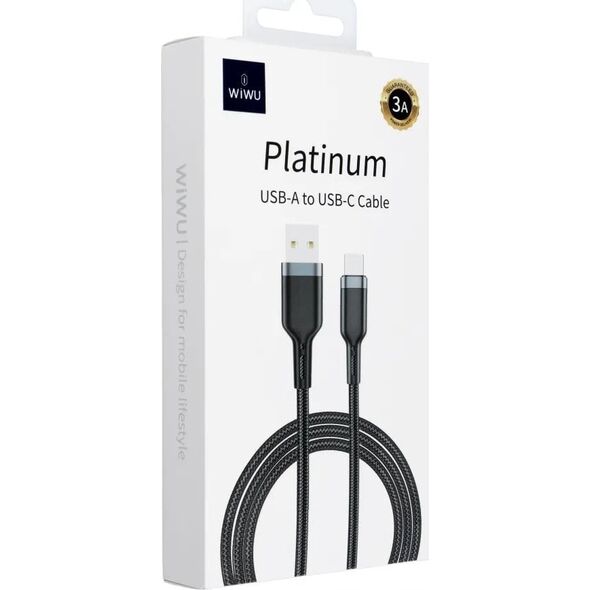 WiWU - Καλώδιο USB σειράς Platinum Wi-C019 USB A σε USB C 3A 1,2m - μαύρο