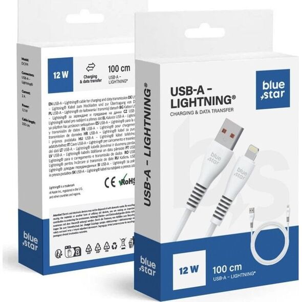 Καλώδιο BLUE STAR USB A σε Lightning 2A 12W DC99I 1 m λευκό