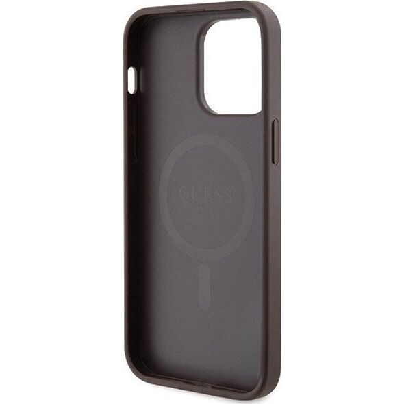 Guess Guess GUHMP14LG4GFRW iPhone 14 Pro 6.1" brązowy/brown hardcase 4G Collection Leather Metal Logo MagSafe