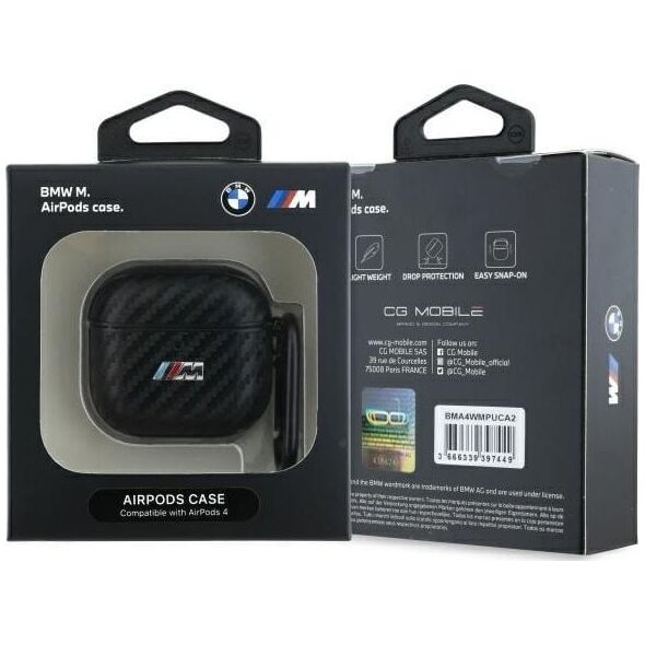 BMW BMA4CMPUCA AirPods 4 cover           czarny/black PU Carbon M Collection
