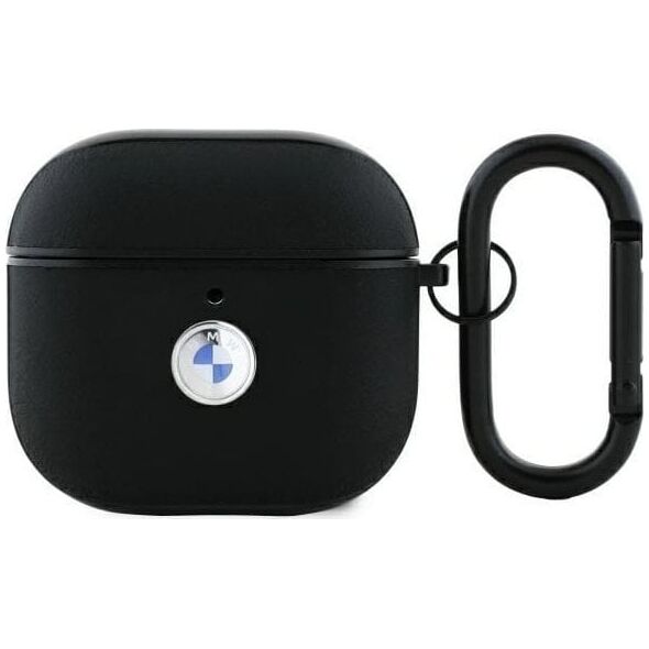 BMW BMA4SSLBK AirPods 4 cover            czarny/black Geniune Leather Silver Logo