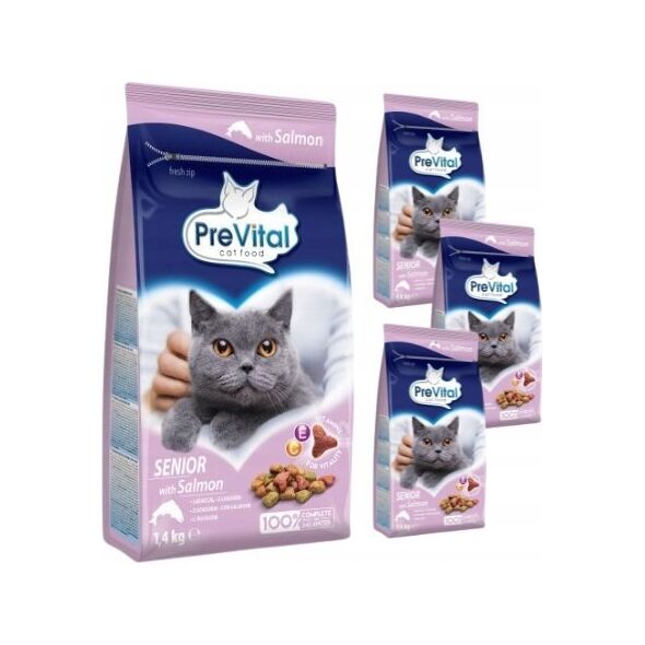 PREVITAL łosoś senior karma sucha dla kotów 1,4kg