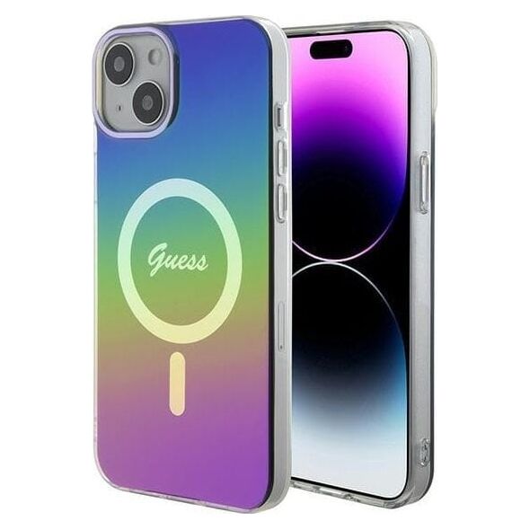 Guess GUHMP15MHITSK iPhone 15 Plus/ 14 Plus 6.7" σκληρή θήκη ουράνιο τόξο IML Ιριδίζον MagSa