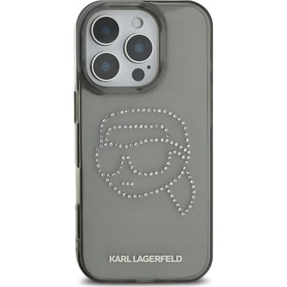 Θήκη Karl Lagerfeld IML Rhinestones Karl Head για iPhone 16 Pro μαύρο