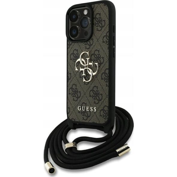 Θήκη Guess 4G Big Logo Cord Stap Crossbody για iPhone 16 Pro καφέ