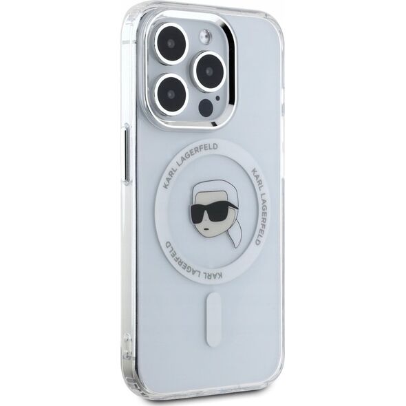 Θήκη Karl Lagerfeld IML Metal Karl Head MagSafe για iPhone 15 Pro Max λευκό