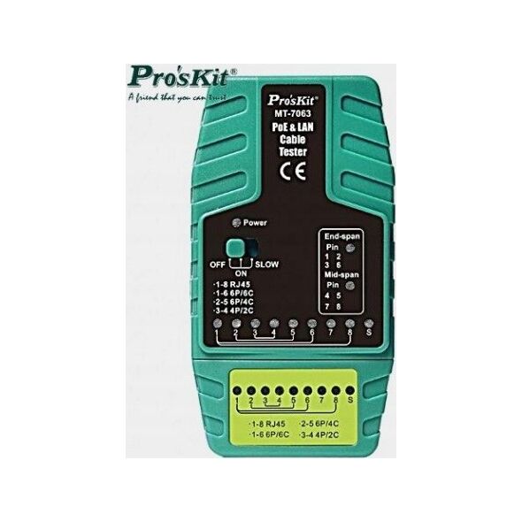 PoE και LAN καλωδίων δικτύου tester, RJ11/RJ12/RJ45, Pros'sKIt