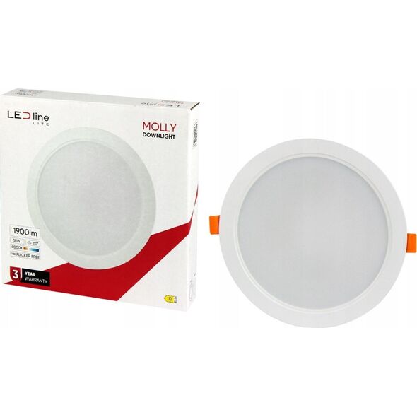Ενσωματωμένο LED φωτιστικό, 230Vac, 18W, 1900lm, ουδέτερο λευκό 4000K, στρογγυλό, MOLLY, LED line LITE