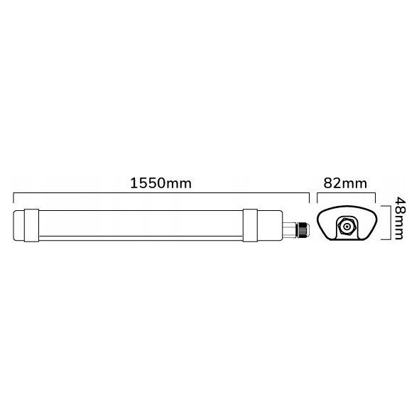 Ερμητικός φωτιστικός σωλήνας TRI-PROOF, 230Vac, 90W, 10 800lm, 155cm, IP65, 4000K, LEDOM