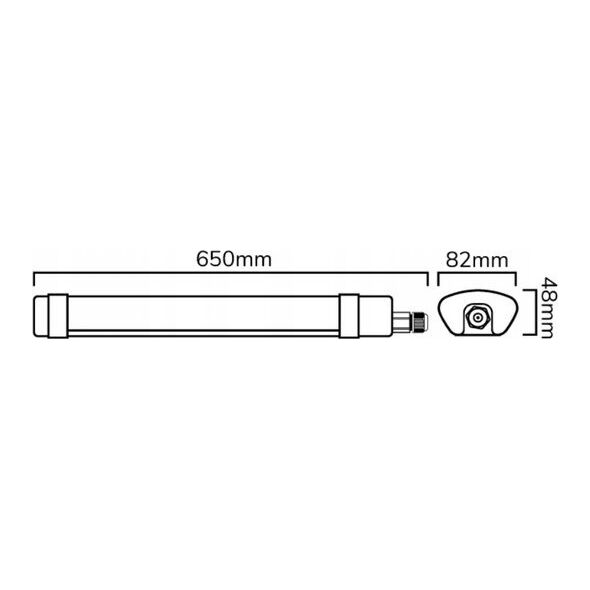 Ερμητικός φωτιστικός σωλήνας TRI-PROOF, 230Vac, 30W, 3600lm, 65cm, IP65, 4000K, LEDOM