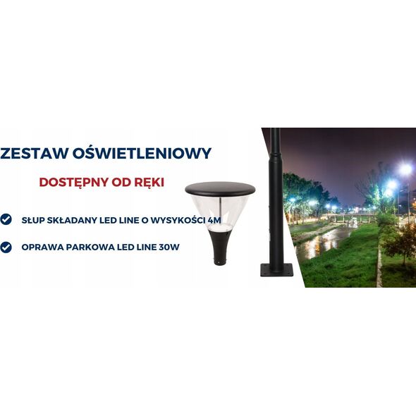 Φωτιστικό πάρκου NOLINA, 230Vac, 30W, 4500lm, μαύρο