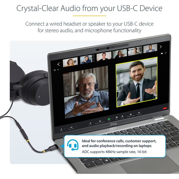StarTech USBCAUDIO2 μετατροπέας φύλου / καλωδίων USB Type-C 2.0 3,5 mm Μαύρο