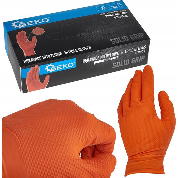 Νιτριλοειδή γάντια SOLID GRIP 50τμχ. μ. XL πορτοκαλί (10)