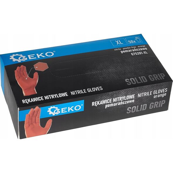 Νιτριλοειδή γάντια SOLID GRIP 50τμχ. μ. XL πορτοκαλί (10)