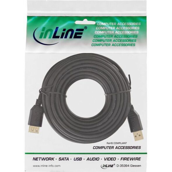 Kabel USB InLine USB-A - 10 m Czarny (34611S)