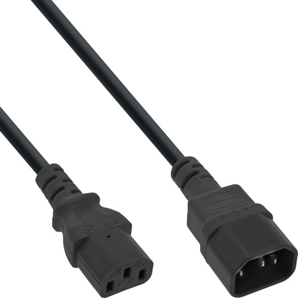 Kabel zasilający InLine 35er Bulk-Pack InLine® Kaltgeräteverlängerung, C13 auf C14, schwarz, 1,8m
