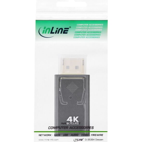 Adapter AV InLine InLine® DisplayPort Adaptor, DisplayPort male to HDMI female, 4K/60Hz, with Audio, black