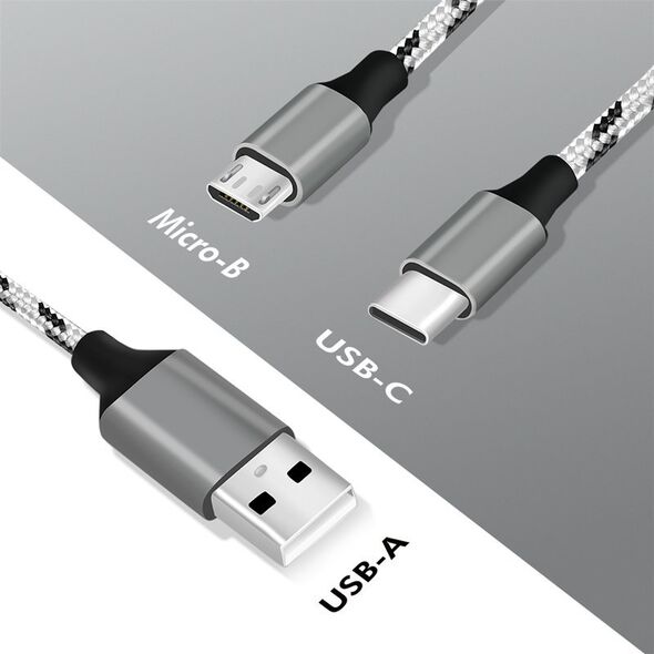 Καλώδιο USB2.0 A/M σε micro USB + USB-C, 1.2m