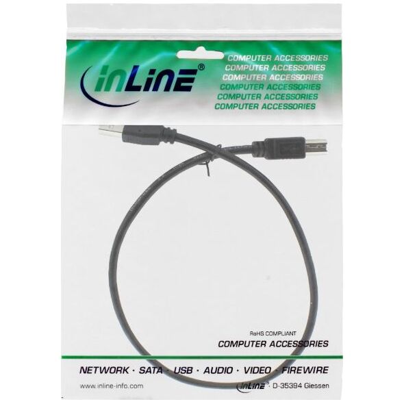 Kabel USB InLine USB-A - USB-B 0.3 m Czarny (34503X)