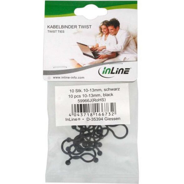 Organizer InLine Linka zaciskowa Czarny 10 sztuk  (59966K)