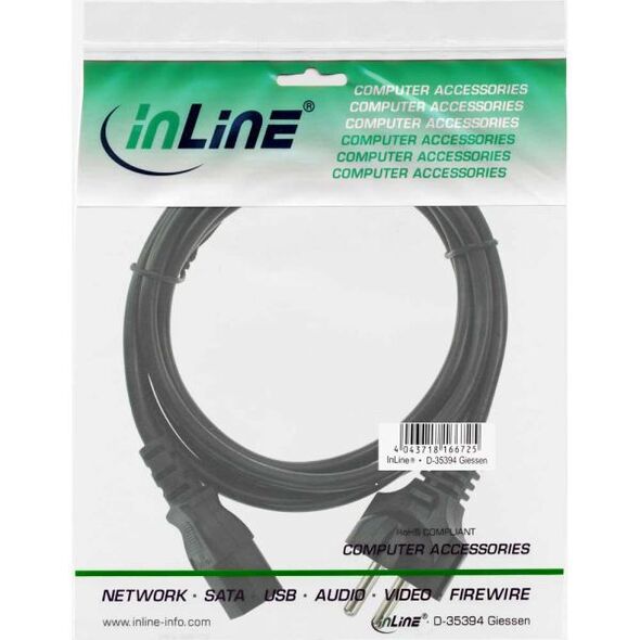 Kabel zasilający InLine German 3 Pin IEC C13 H05VV-F (16651)