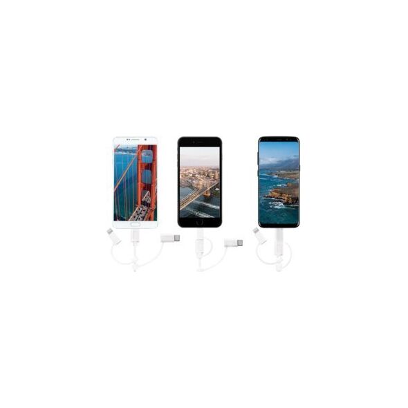 Kabel USB LogiLink USB-A - USB-C + microUSB + Lightning 1 m Biały (CU0126)